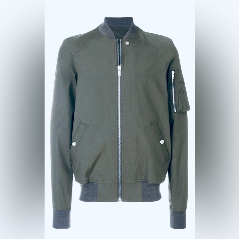 RICK OWENS DIRT RAGLAN FLIGHT BOMBER JACKET, IRON GRAY SIZE EU54